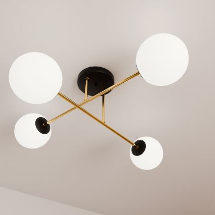 Viseći luster MAGNUM 4xE14/10W/230V bijela/zlatna/crna
