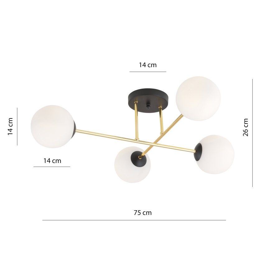 Viseći luster MAGNUM 4xE14/10W/230V bijela/zlatna/crna