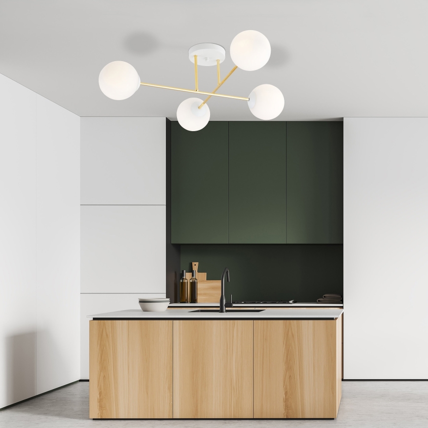 Viseći luster MAGNUM 4xE14/10W/230V bijela/zlatna