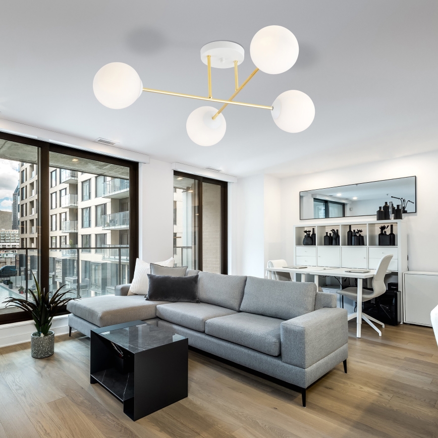 Viseći luster MAGNUM 4xE14/10W/230V bijela/zlatna