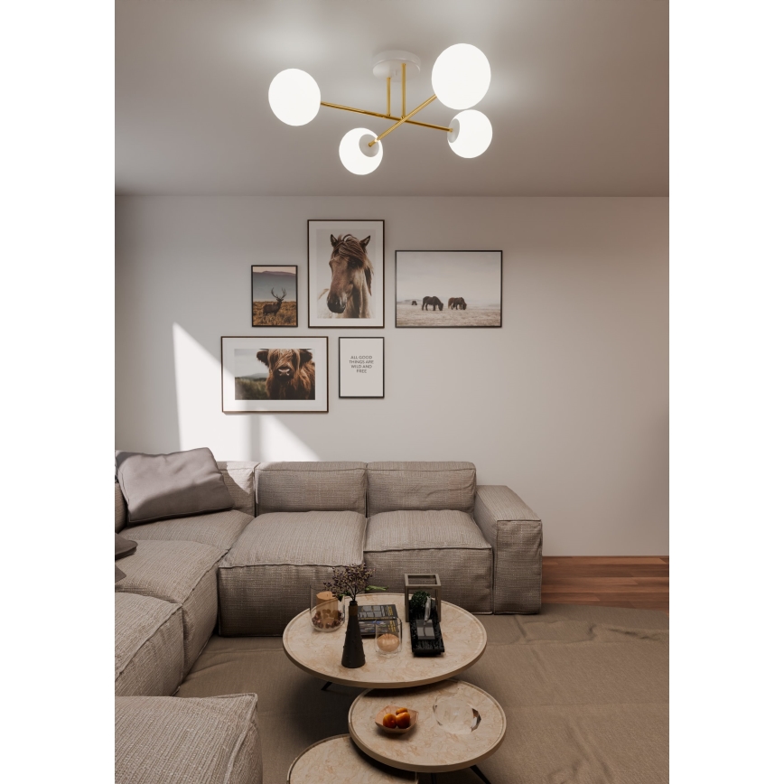 Viseći luster MAGNUM 4xE14/10W/230V bijela/zlatna