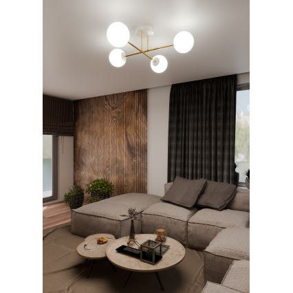 Viseći luster MAGNUM 4xE14/10W/230V bijela/zlatna
