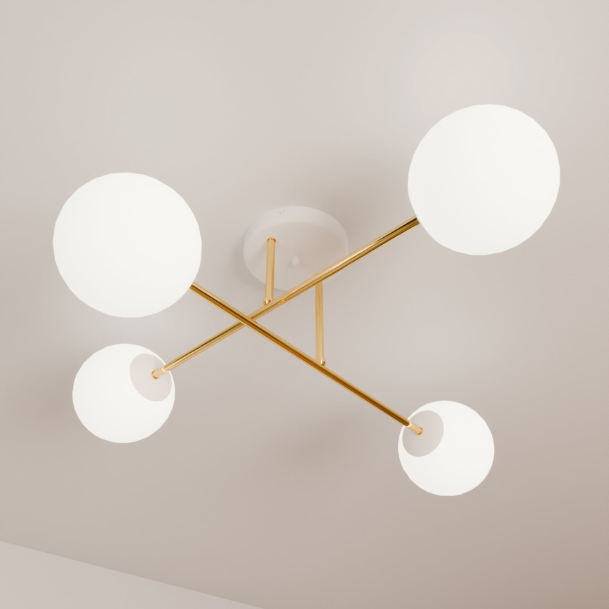 Viseći luster MAGNUM 4xE14/10W/230V bijela/zlatna