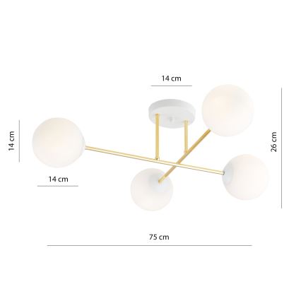 Viseći luster MAGNUM 4xE14/10W/230V bijela/zlatna