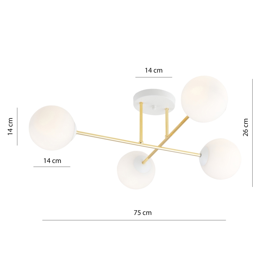 Viseći luster MAGNUM 4xE14/10W/230V bijela/zlatna