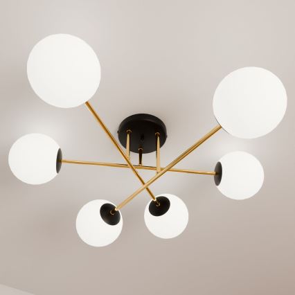 Viseći luster MAGNUM 6xE14/10W/230V bijela/zlatna/crna