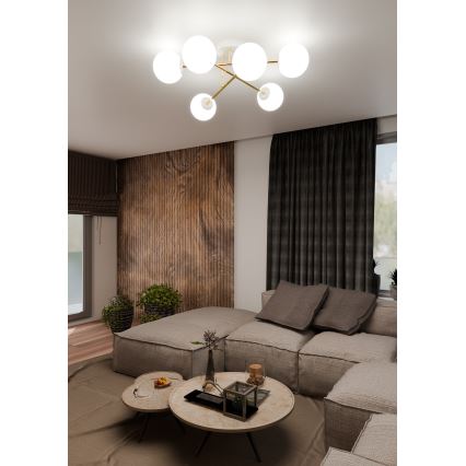 Viseći luster MAGNUM 6xE14/10W/230V bijela/zlatna