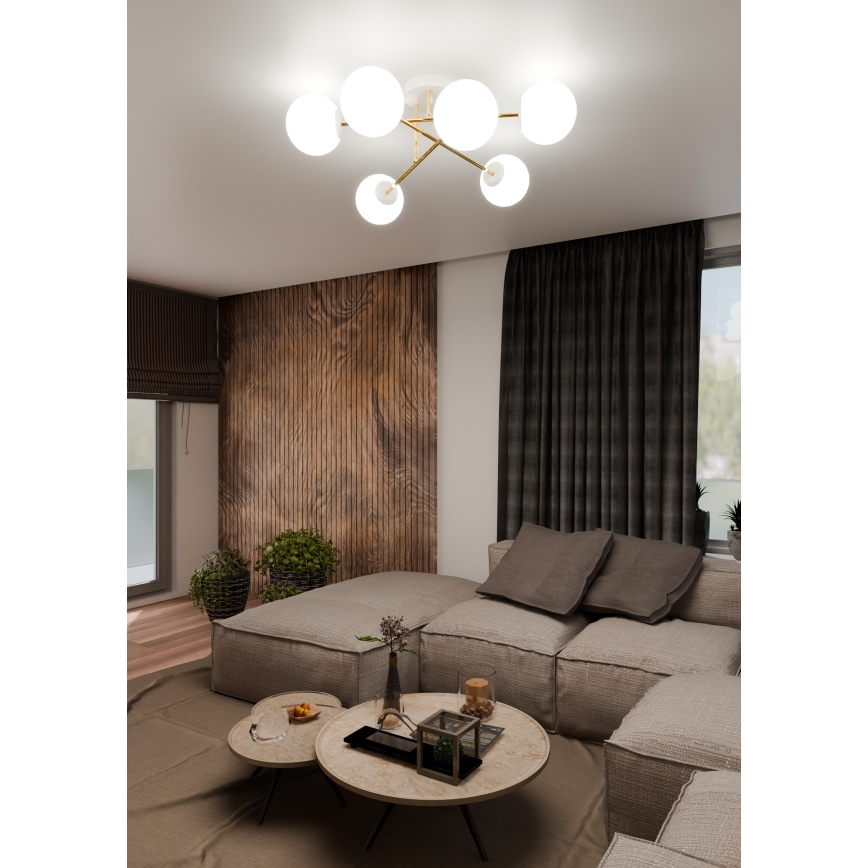 Viseći luster MAGNUM 6xE14/10W/230V bijela/zlatna
