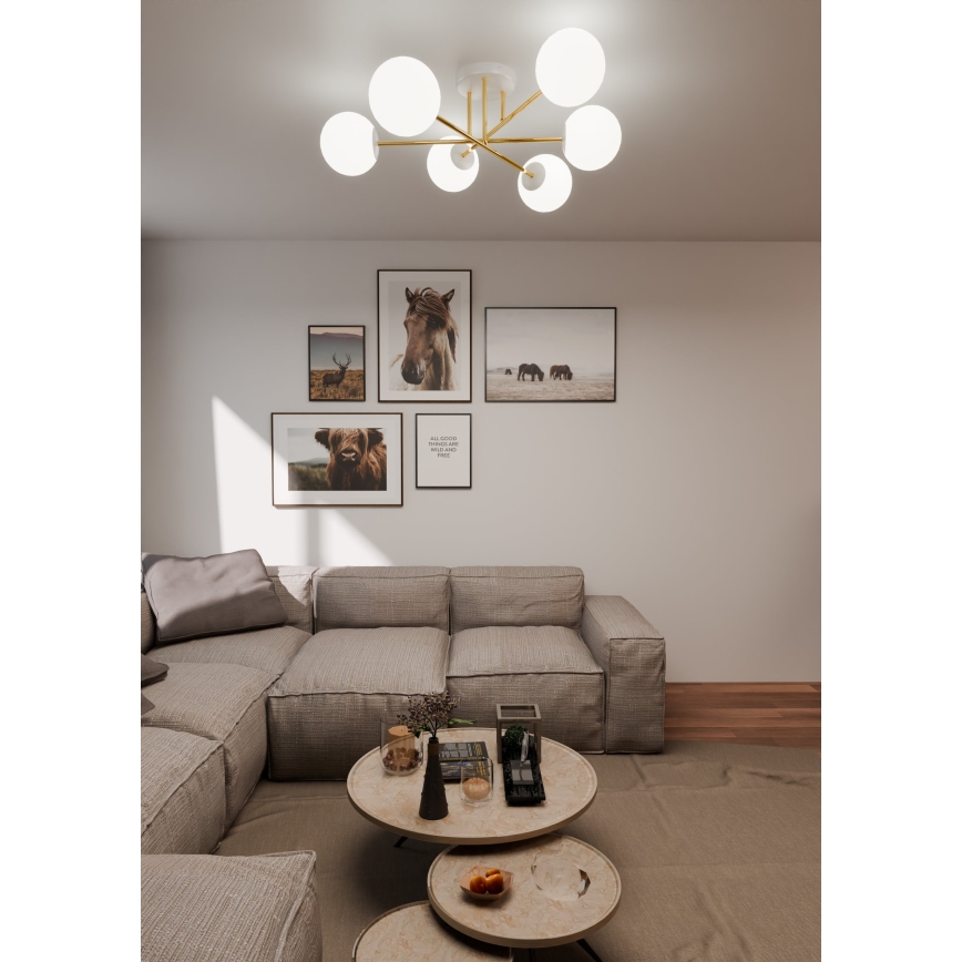 Viseći luster MAGNUM 6xE14/10W/230V bijela/zlatna