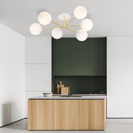 Viseći luster MAGNUM 6xE14/10W/230V bijela/zlatna