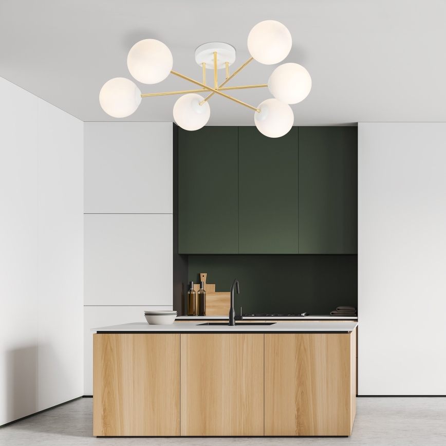 Viseći luster MAGNUM 6xE14/10W/230V bijela/zlatna