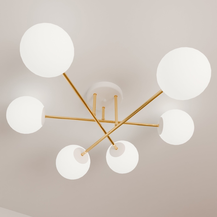 Viseći luster MAGNUM 6xE14/10W/230V bijela/zlatna