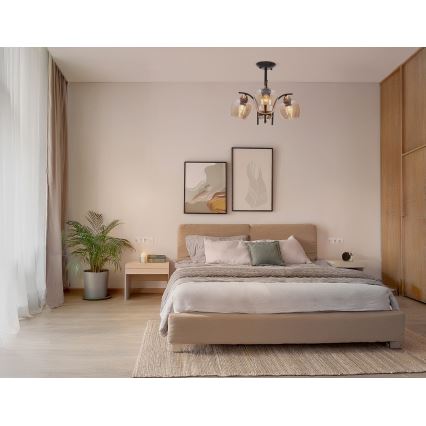 Viseći luster MERRA 3xE27/40W/230V crna/bež