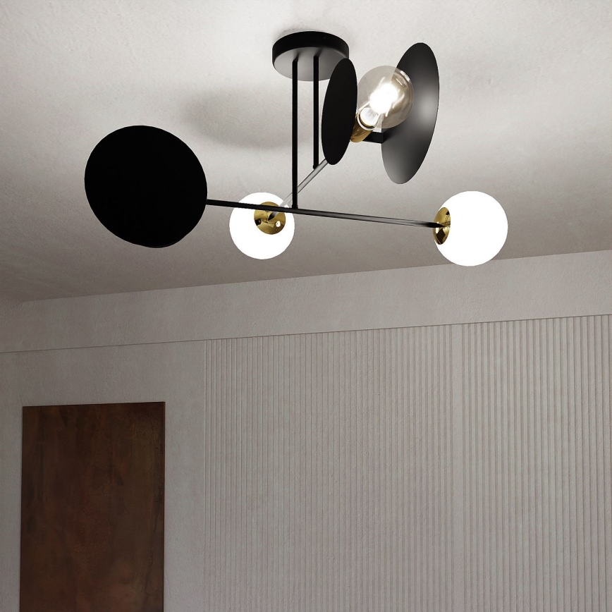 Viseći luster MINERVA 2xE27/15W + 2xE14/10W/230V crna