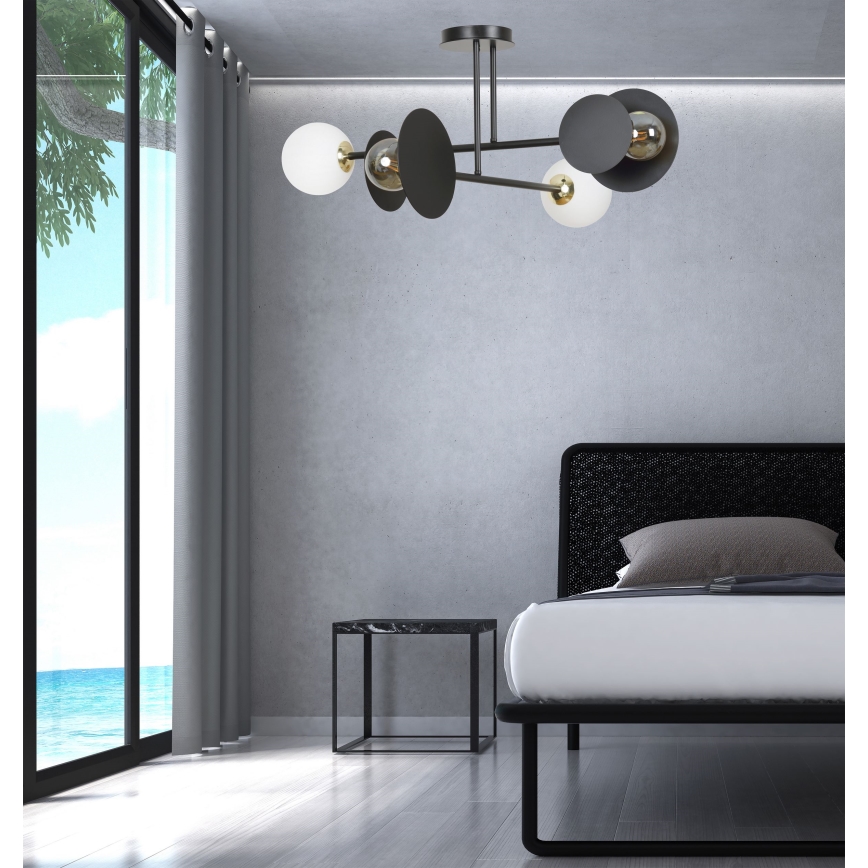 Viseći luster MINERVA 2xE27/15W + 2xE14/10W/230V crna