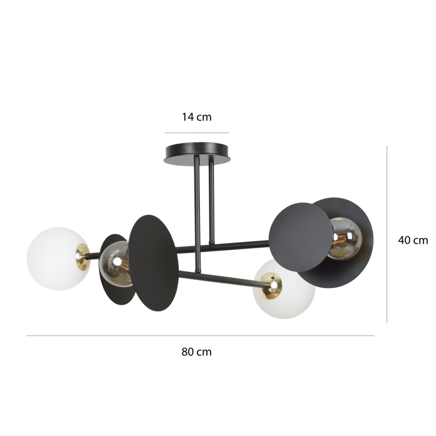 Viseći luster MINERVA 2xE27/15W + 2xE14/10W/230V crna