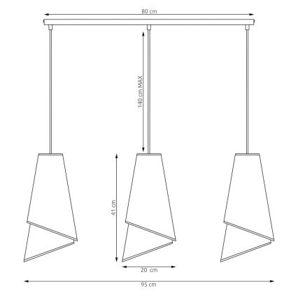 Viseći luster MODA na sajli 3xE27/15W/230V bež/ratan