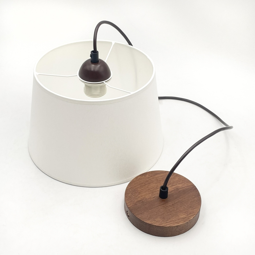 Viseći luster na kabelu AIDA 1xE27/60W/230V, Ø 25 cm, hrast/orah/bijela