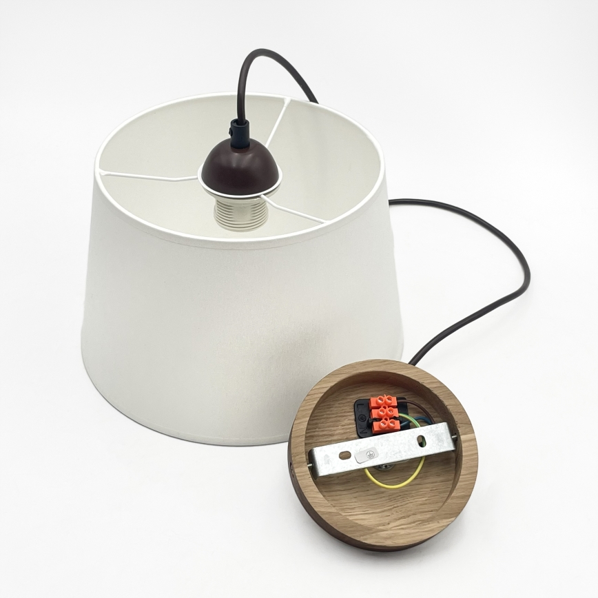 Viseći luster na kabelu AIDA 1xE27/60W/230V, Ø 25 cm, hrast/orah/bijela