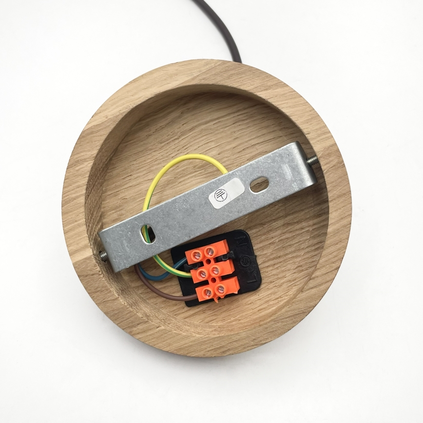 Viseći luster na kabelu AIDA 1xE27/60W/230V, Ø 25 cm, hrast/orah/bijela