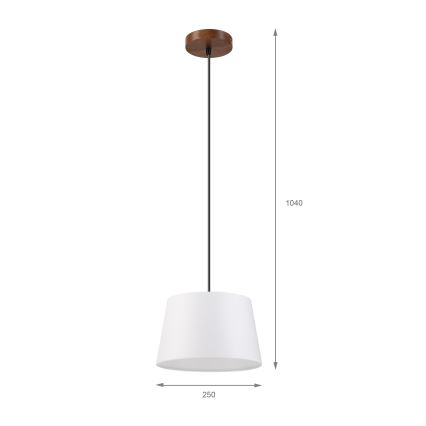 Viseći luster na kabelu AIDA 1xE27/60W/230V, Ø 25 cm, hrast/orah/bijela