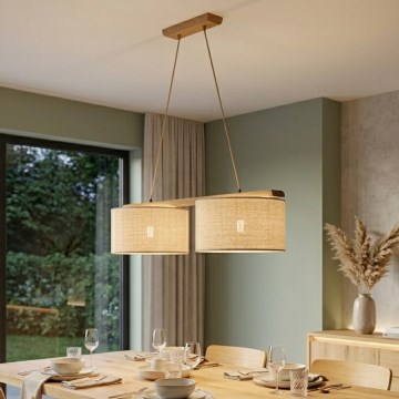 Viseći luster na kabelu AIDA, 2xE27/15W/230V, Ø 35 cm, hrast/rafija