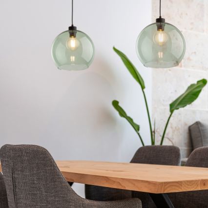 Viseći luster na kabelu CUBUS 1xE27/15W/230V crna/zadimljena zelena
