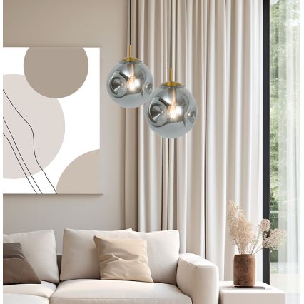 Viseći luster na kabelu OSCAR 1xE27/40W/230V dimljeno-crna