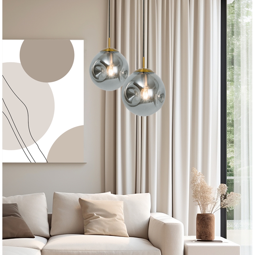 Viseći luster na kabelu OSCAR 1xE27/40W/230V dimljeno-crna