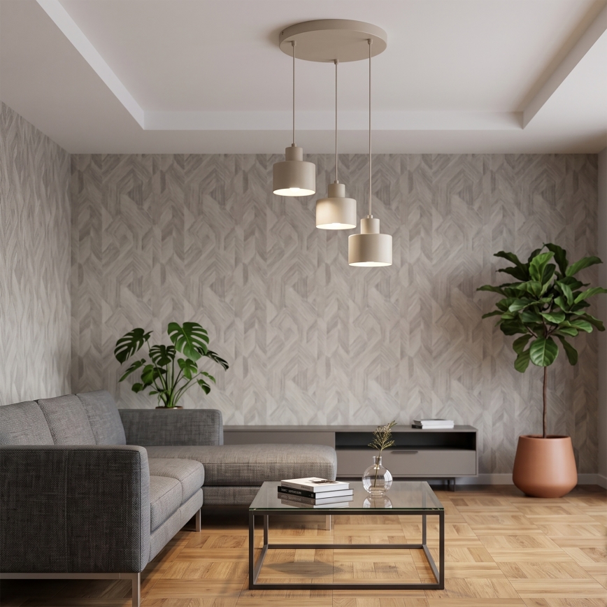 Viseći luster na kabelu PARKLA 3xE27/15W/230V bež