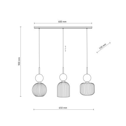 Viseći luster na kabelu SOPHIA 3xE14/10W/230V crna/zelena/dimljeno-bež