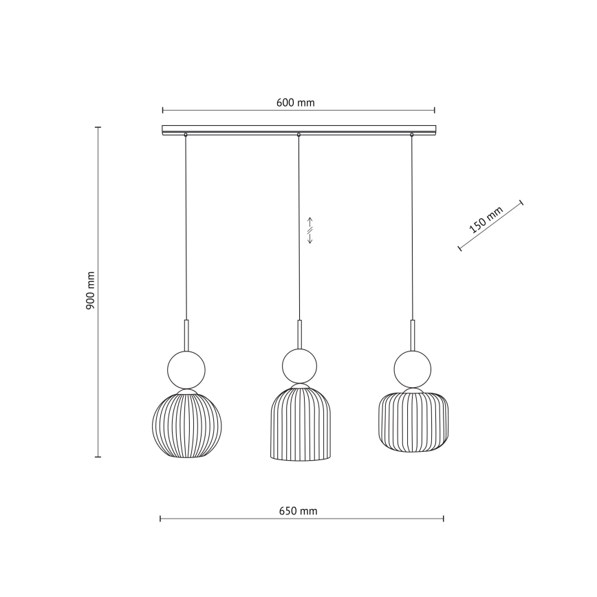 Viseći luster na kabelu SOPHIA 3xE14/10W/230V crna/zelena/dimljeno-bež