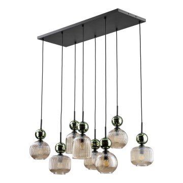 Viseći luster na kabelu SOPHIA 8xE14/10W/230V crna/zelena/dimno bež