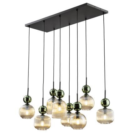 Viseći luster na kabelu SOPHIA 8xE14/10W/230V crna/zelena/dimno bež