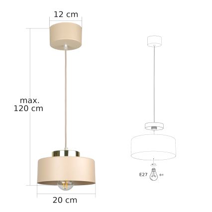 Viseći luster na kablu IGNIA 1xE27/60W/230V taupe