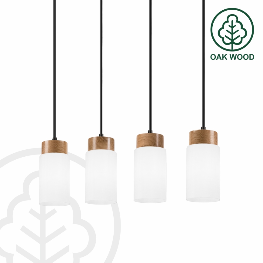 Viseći luster na kablu MARKUS 4xE27/15W/230V crna/hrast