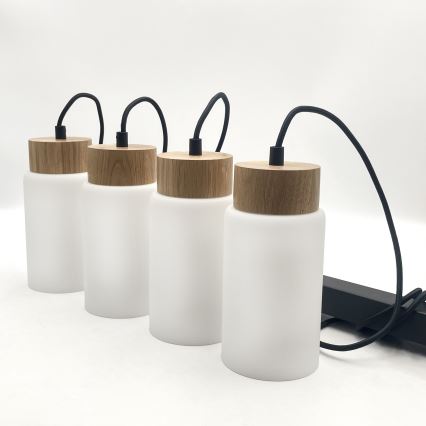 Viseći luster na kablu MARKUS 4xE27/15W/230V crna/hrast