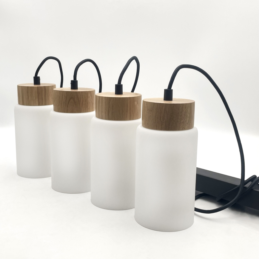 Viseći luster na kablu MARKUS 4xE27/15W/230V crna/hrast