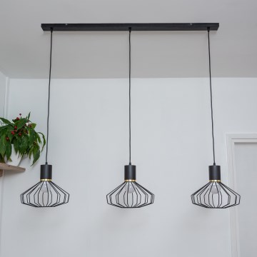 Viseći luster na lanku SOLANO 3xE27/15W/230V crno/zlatni