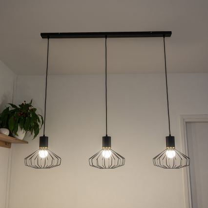 Viseći luster na lanku SOLANO 3xE27/15W/230V crno/zlatni