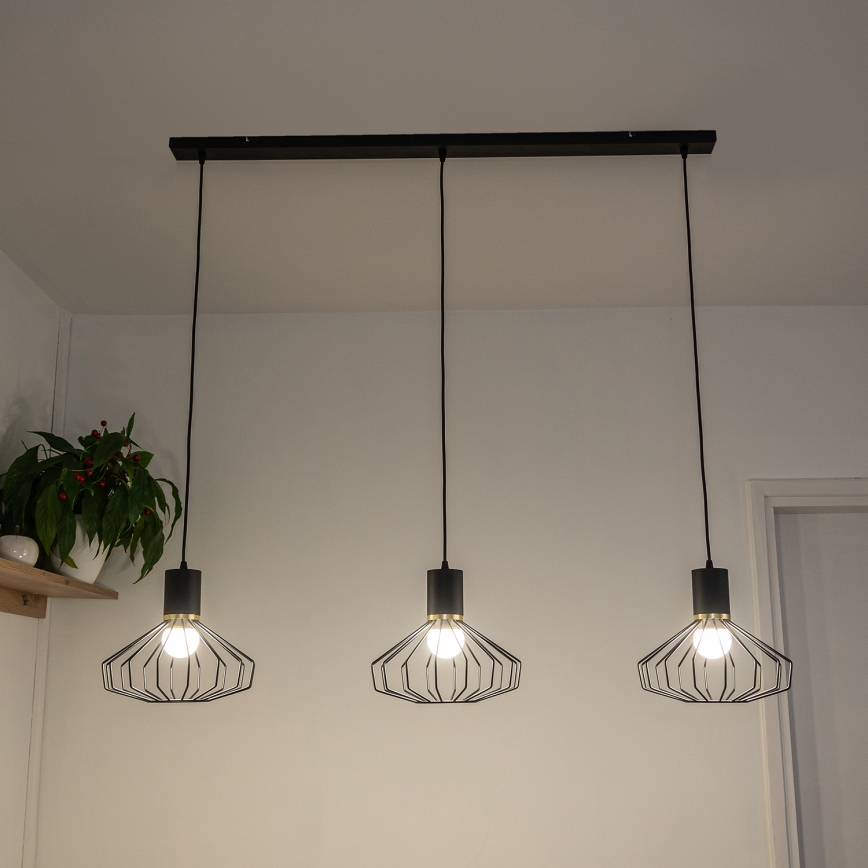 Viseći luster na lanku SOLANO 3xE27/15W/230V crno/zlatni