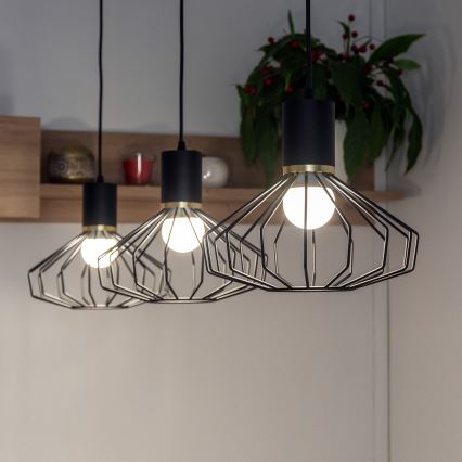 Viseći luster na lanku SOLANO 3xE27/15W/230V crno/zlatni
