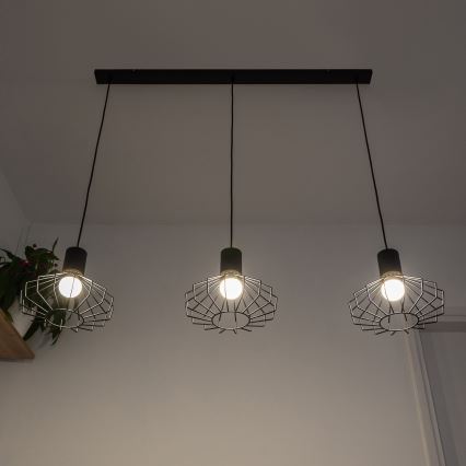Viseći luster na lanku SOLANO 3xE27/15W/230V crno/zlatni