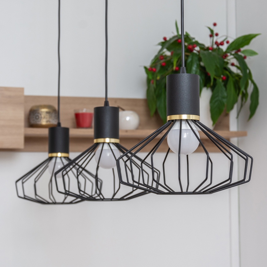 Viseći luster na lanku SOLANO 3xE27/15W/230V crno/zlatni