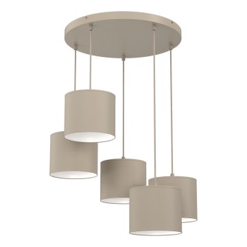 Viseći luster na sajli ARDEN 5xE27/15W/230V Ø 44 cm bež