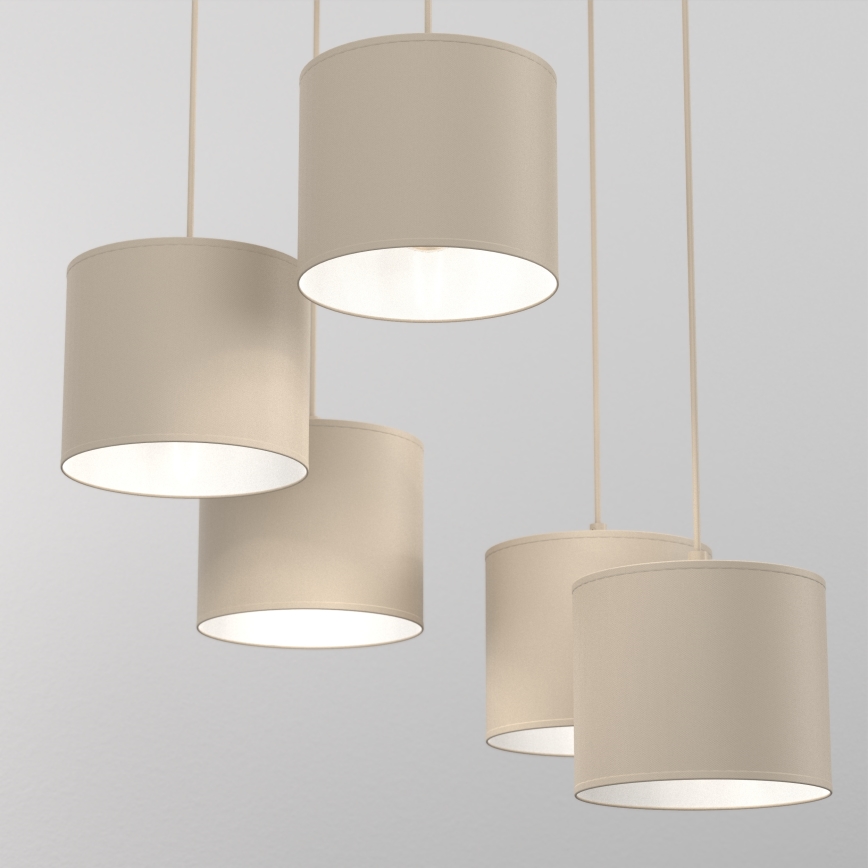 Viseći luster na sajli ARDEN 5xE27/15W/230V Ø 44 cm bež