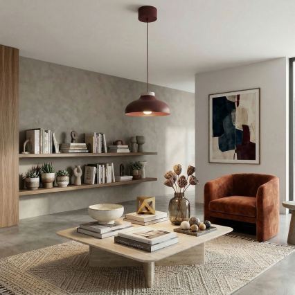 Viseći luster na sajli BASCA 1xE27/15W/230V bordo/krem