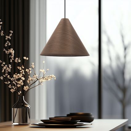 Viseći luster na sajli CONO 1xE27/40W/230V mahagonski furnir