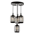 Viseći luster na sajli CRYSTALLINE 4xE27/40W/230V crne boje