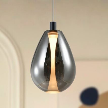 Viseći luster na sajli DENSO 1xGU10/10W/230V, promjer 30 cm, crni krom